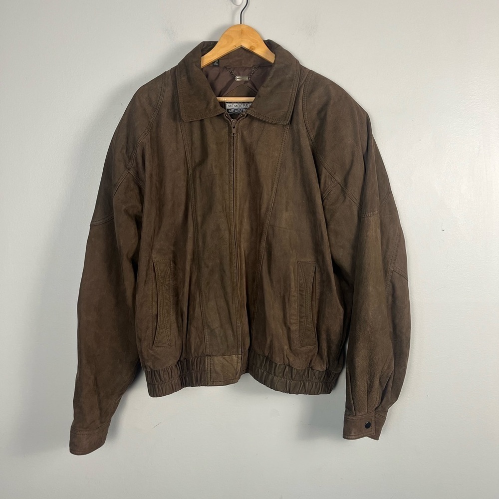 Members Only Mens Leather Suede Jacket Size 46 Bomber Vintage